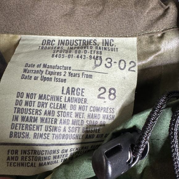 Woodland Camo USGI Improved Rainsuit Pants (IRS) Wet Weather Trousers Pants L - Picture 2 of 10